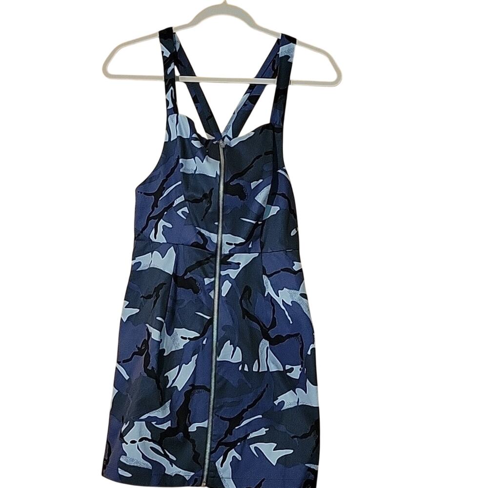 The Ragged Priest Camo Zip Front Utility Mini Dress Women's M Festival Grunge